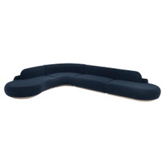 Sofá seccional curvo desnudo, 4 piezas con roble natural y negro París