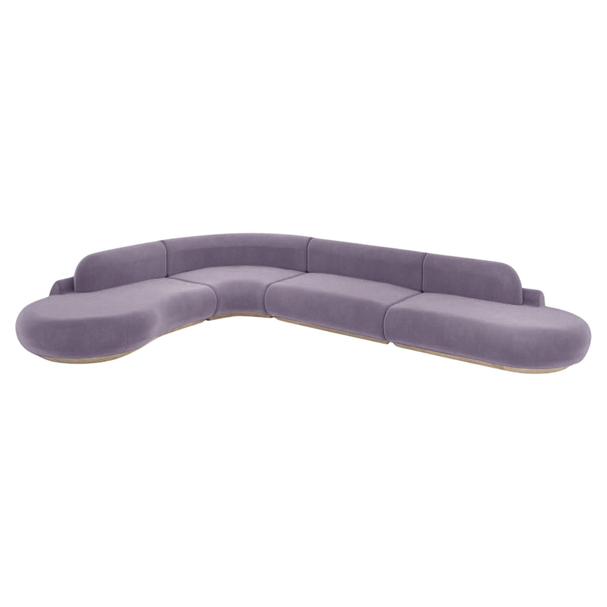 Divano Naked Curved Sectional, 4 pezzi con Oak Naturale e Paris Lavanda