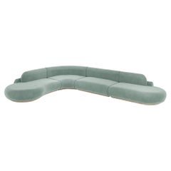 Canapé sectionnel à courbes nues, 4 pièces, en chêne naturel et lisse 60