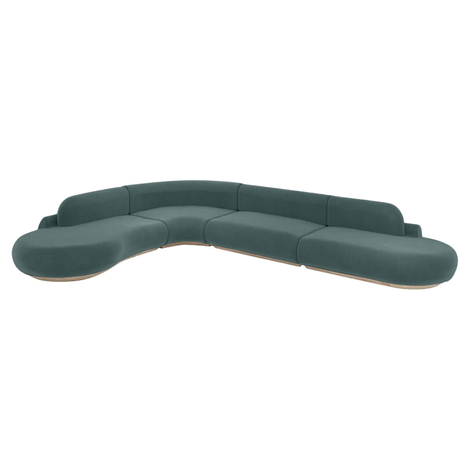 Divano Naked Curved Sectional, 4 pezzi con Oak Oak naturale e Teal