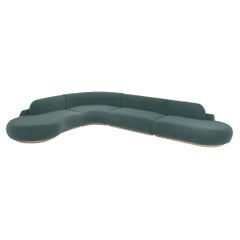 Divano Naked Curved Sectional, 4 pezzi con Oak Oak naturale e Teal