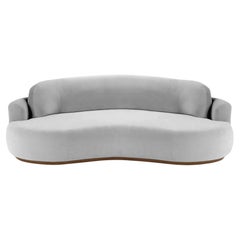 Gebogenes Sofa mit Naked-Kurve, groß mit Eschenholz-Asche-056-1 und Aluminium