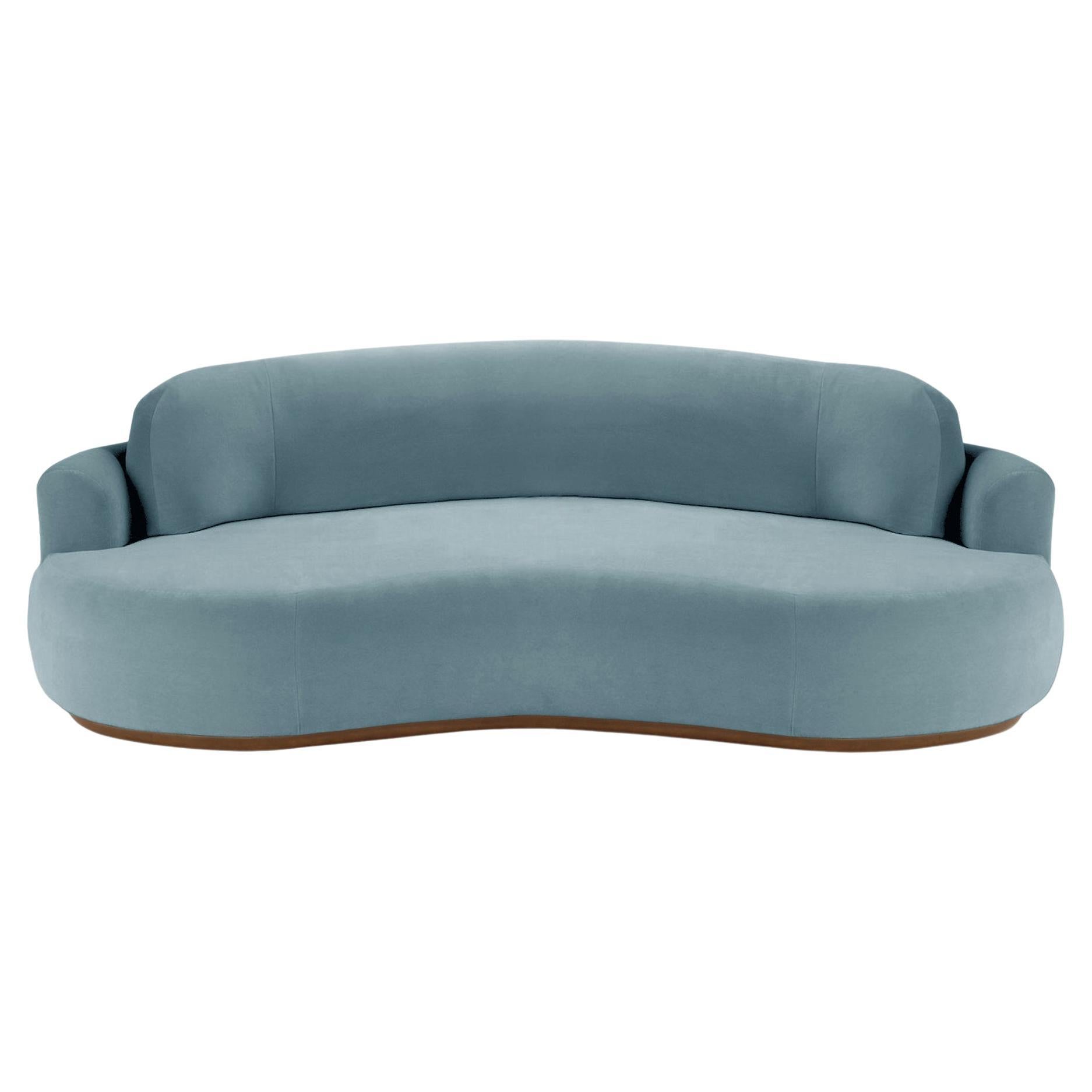 Naked Curved Sofa, Large with Beech Ash-056-1 and Paris Dark Blue