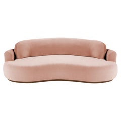 Naked Curved Sofa, Large with Beech Ash-056-1 and Vigo Blossom