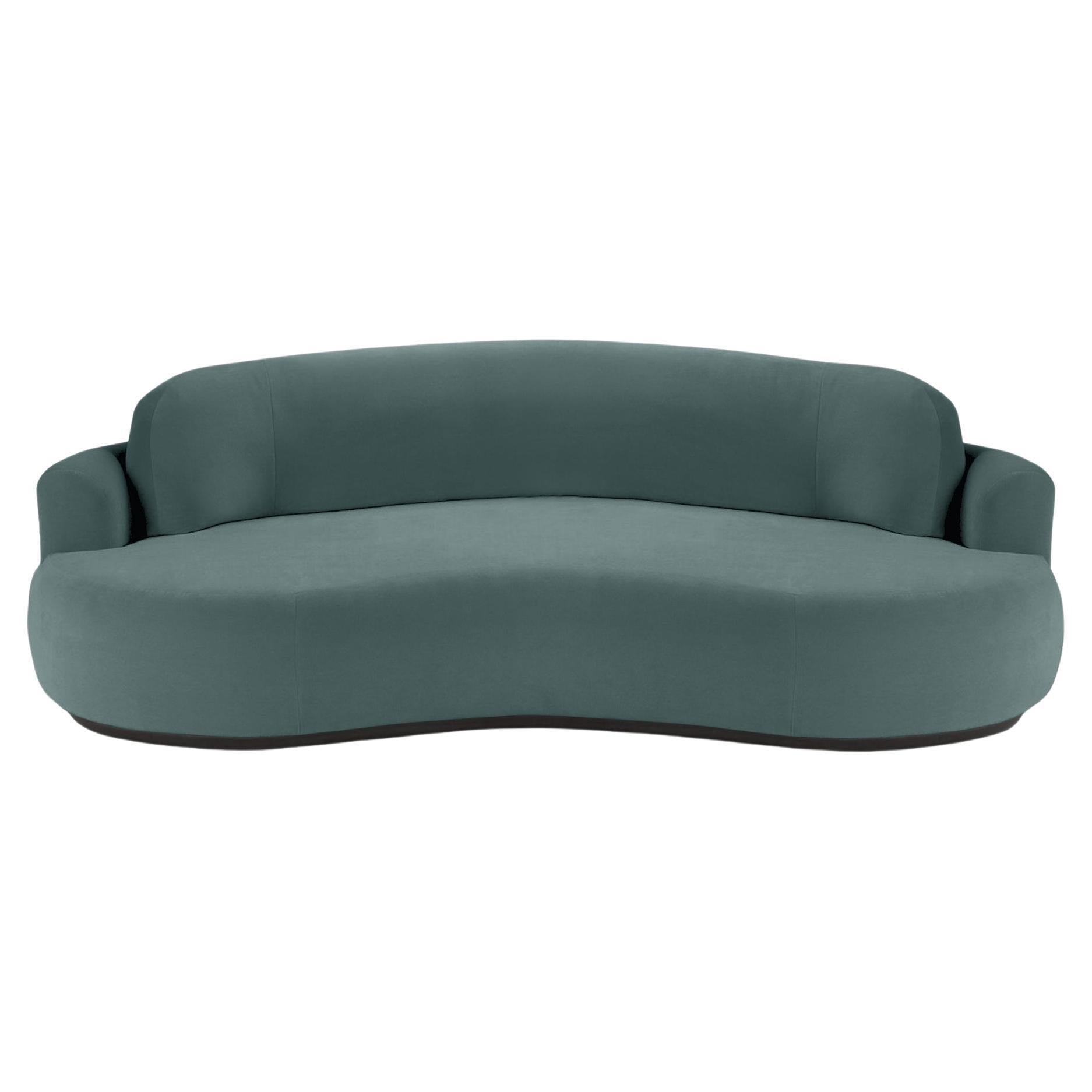 Naked Curved Sofa, Large with Beech Ash-056-5 and Teal