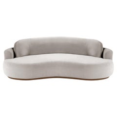 Gebogenes Sofa, mittelgroß mit Eschenholz-Asche-056-1 und Aluminium