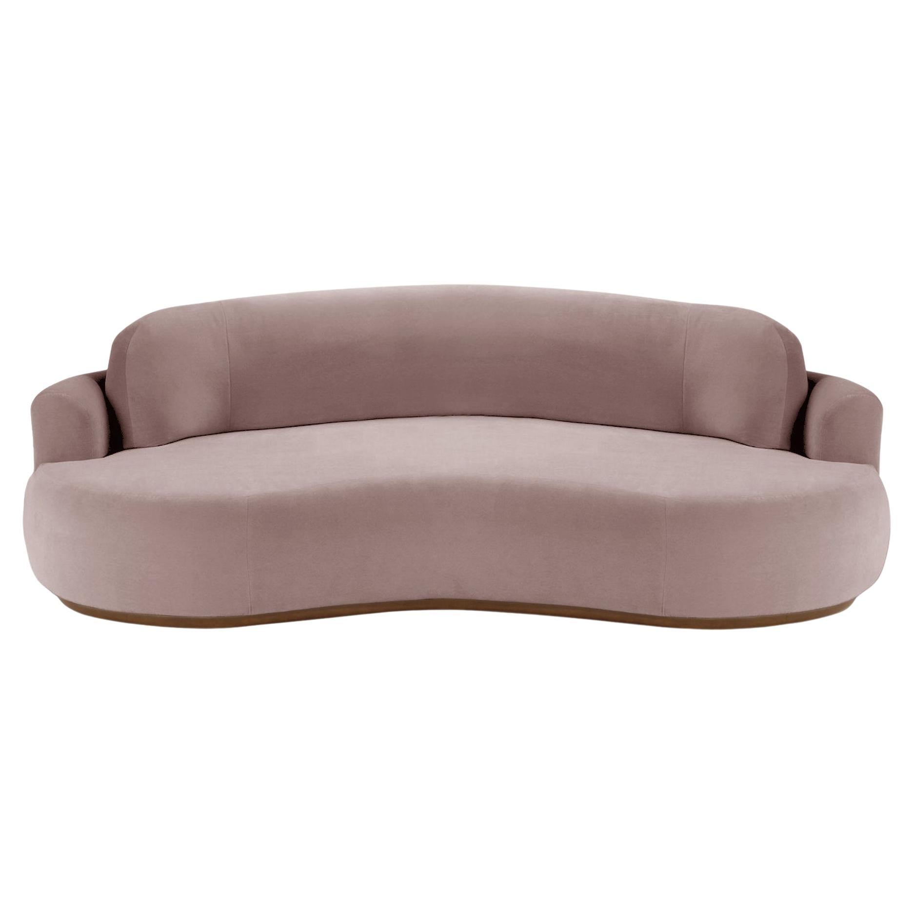 Gebogenes Sofa, mittel mit Eschenholz-Asche-056-1 und Barcelona Lotus im Angebot