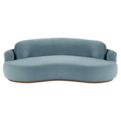 Naked Curved Sofa, Medium with Beech Ash-056-1 and Paris Dark Blue