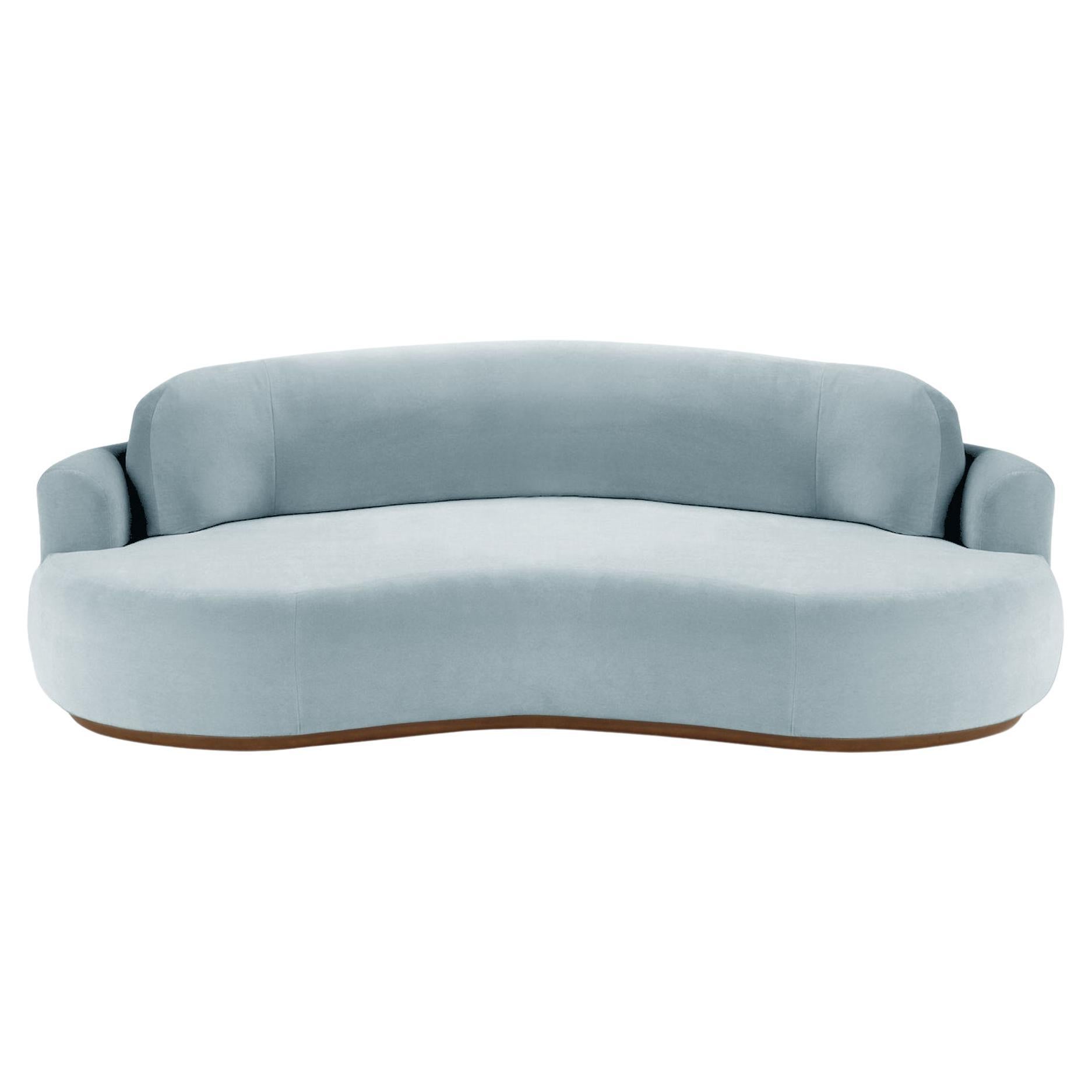 Naked Curved Sofa, Medium with Beech Ash-056-1 and Paris Safira