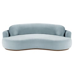 Naked Curved Sofa, mittelgroß mit Eschenholz-Asche-056-1 und Paris Safira