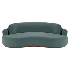 Naked Curved Sofa, Medium with Beech Ash-056-1 and Teal
