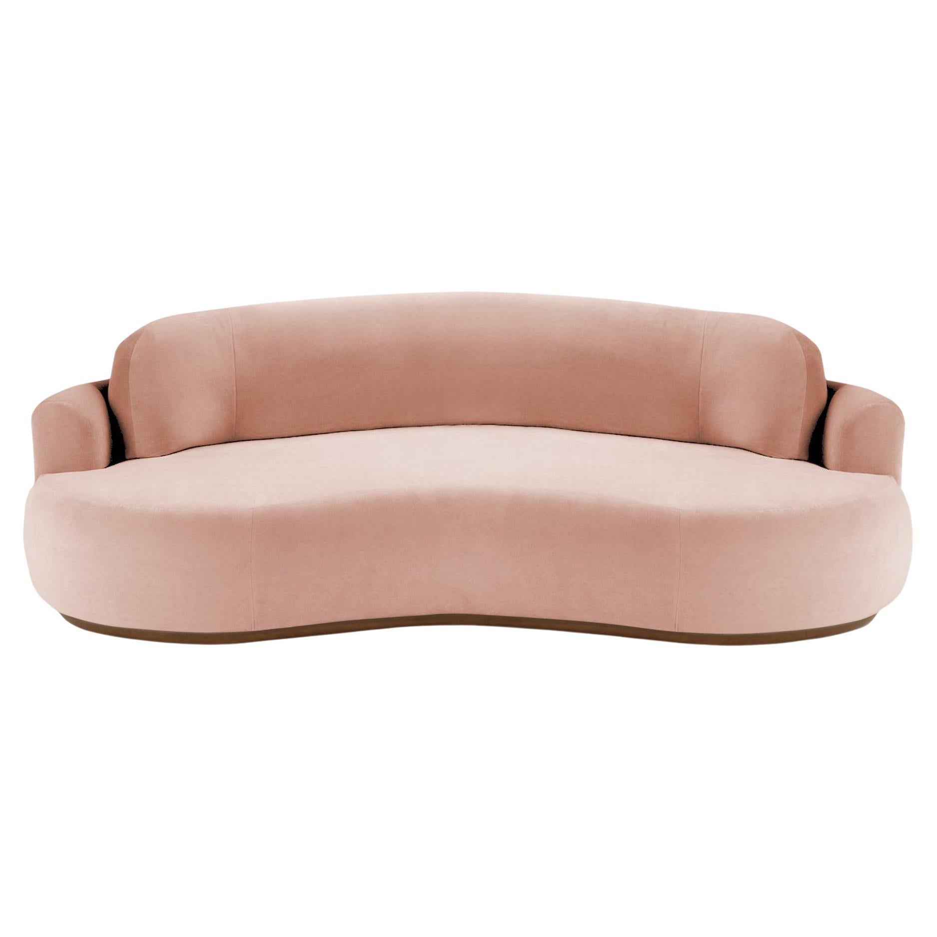 Naked Curved Sofa, Medium with Beech Ash-056-1 and Vigo Blossom