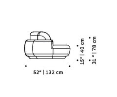 Gebogenes Sofa, mittel mit Eschenholz-Asche-056-5 und Barcelona Lotus