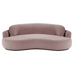 Gebogenes Sofa, mittel mit Eschenholz-Asche-056-5 und Barcelona Lotus