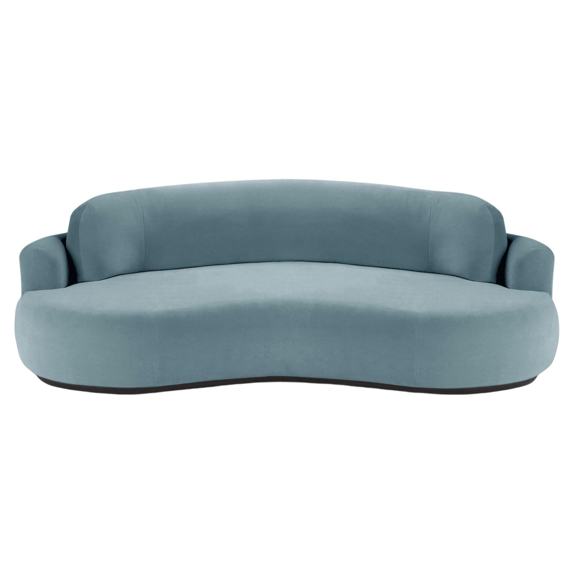 Naked geschwungenes Sofa, Medium mit Eschenholz-Asche-056-5 und Paris Dunkelblau