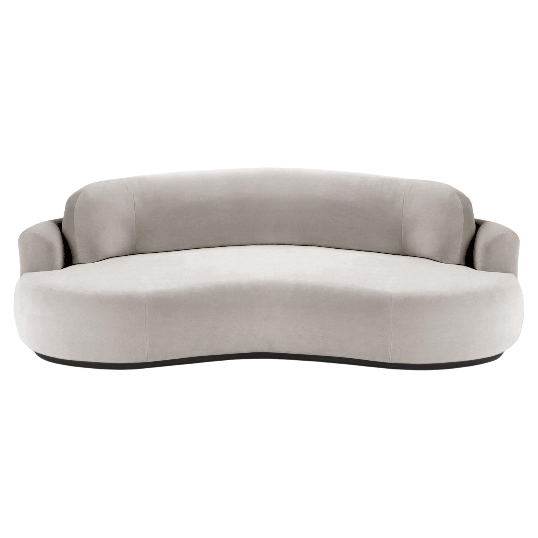 Gebogenes Sofa, mittel mit Eschenholz-Asche-056-5 und Pariser Maus