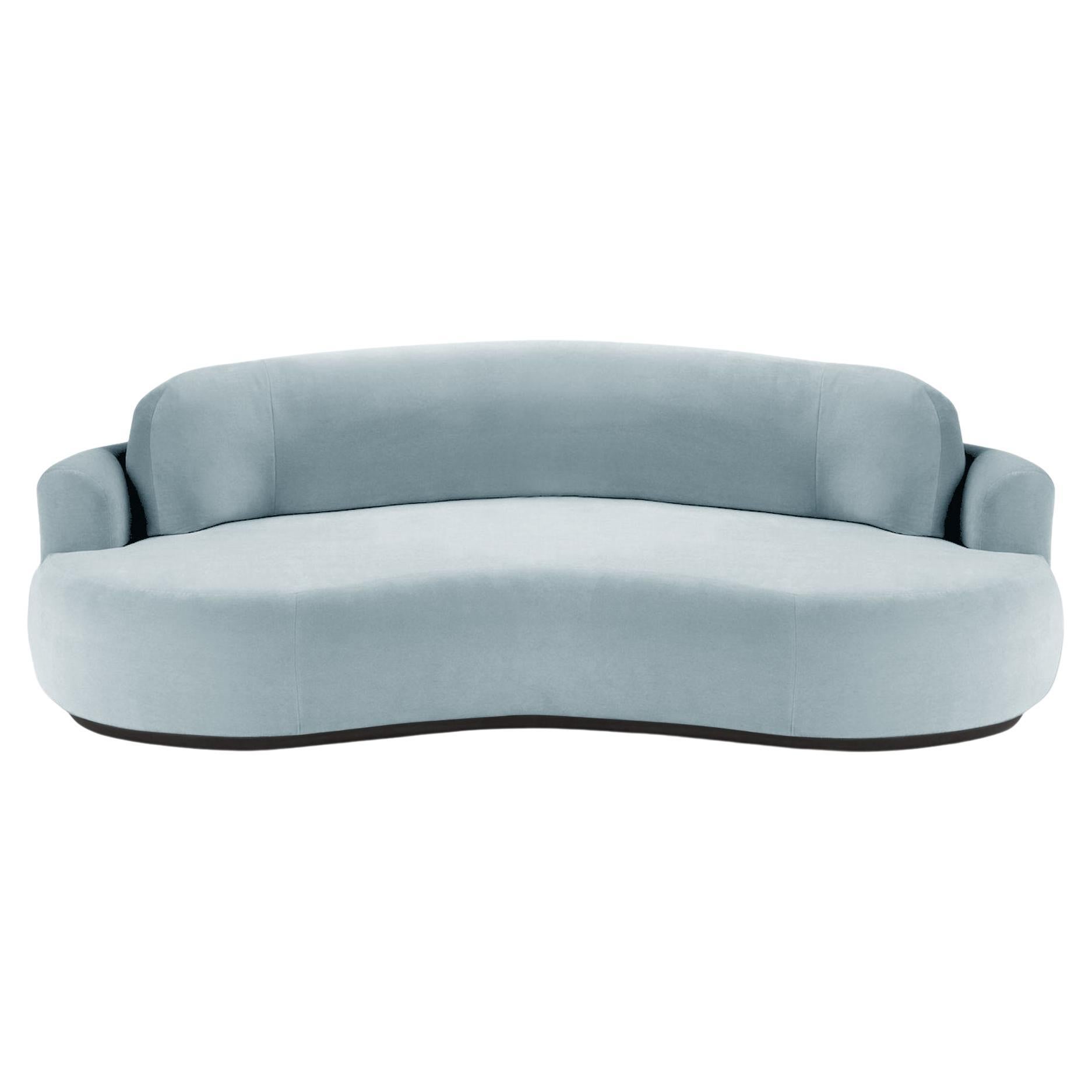 Gebogenes Sofa, mittelgroß mit Eschenholz-Asche-056-5 und Paris Safira