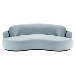 Gebogenes Sofa, mittelgroß mit Eschenholz-Asche-056-5 und Paris Safira