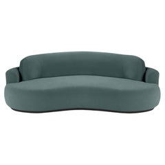 Naked Curved Sofa, Medium with Beech Ash-056-5 and Teal