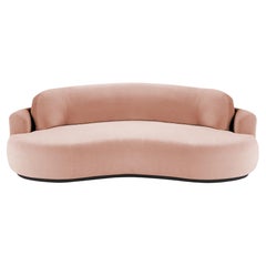 Naked Curved Sofa, Medium with Beech Ash-056-5 and Vigo Blossom