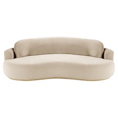 Naked Curved Sofa, Medium with Natural Oak and Boucle Snow