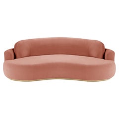 Naked Curved Sofa, Medium with Natural Oak and Paris Brick