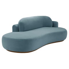Naked Curved Sofa Single with Beech Ash-056-1 and Paris Dark Blue