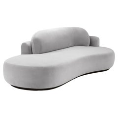 Gebogenes Sofa mit Eschenholzschrank-056-5 und Aluminium
