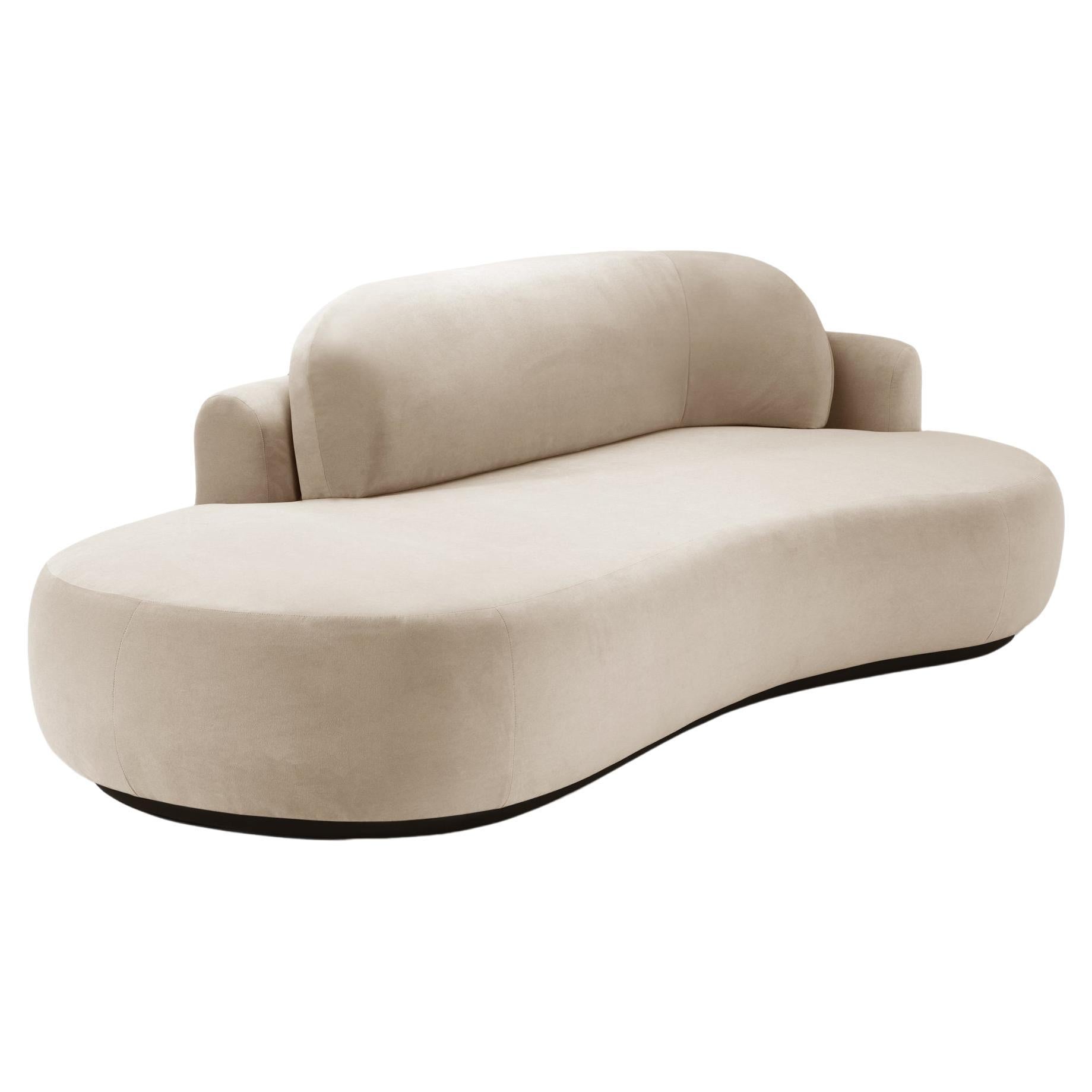 Naked Curved Sofa Single with Beech Ash-056-5 and Boucle Snow For Sale