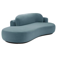 Naked Curved Sofa Single with Beech Ash-056-5 and Paris Dark Blue