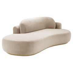 Naked Curved Sofa Single with Natural Oak and Boucle Snow