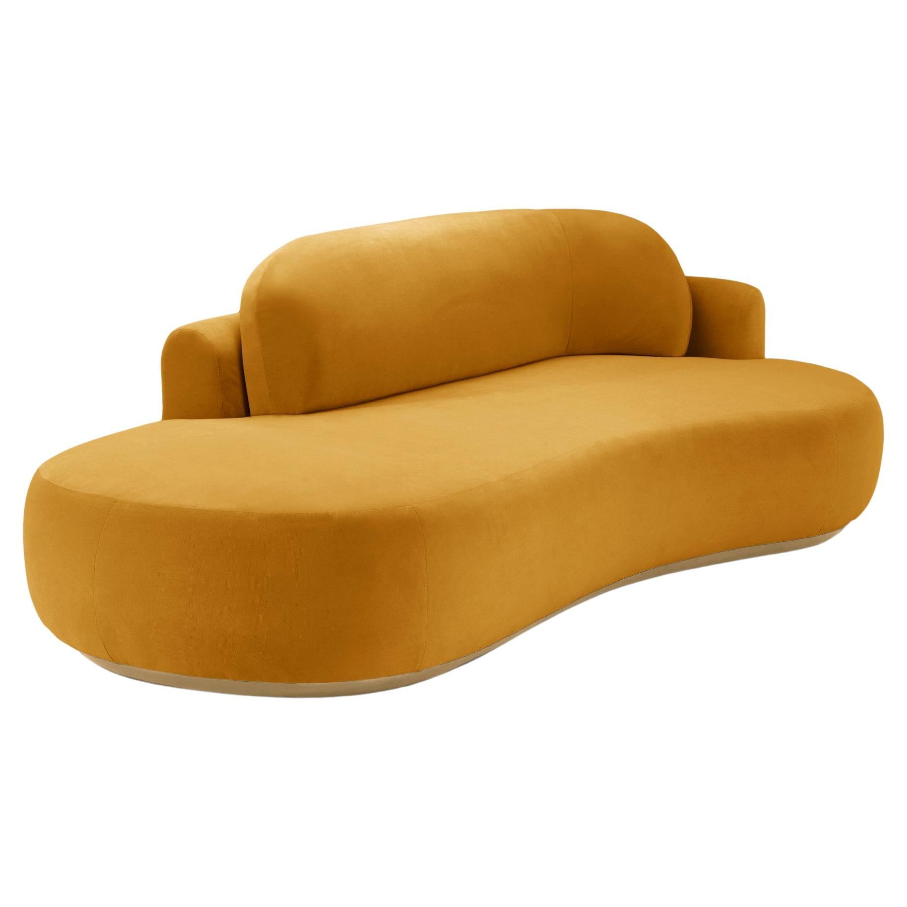 Naked Curved Sofa Single with Natural Oak and Corn For Sale