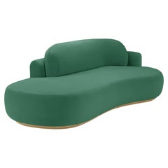 Gebogenes Sofa mit natürlicher Eiche und Pariser Grün