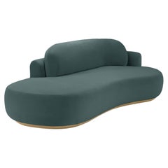 Naked Curved Sofa Single with Natural Oak and Teal