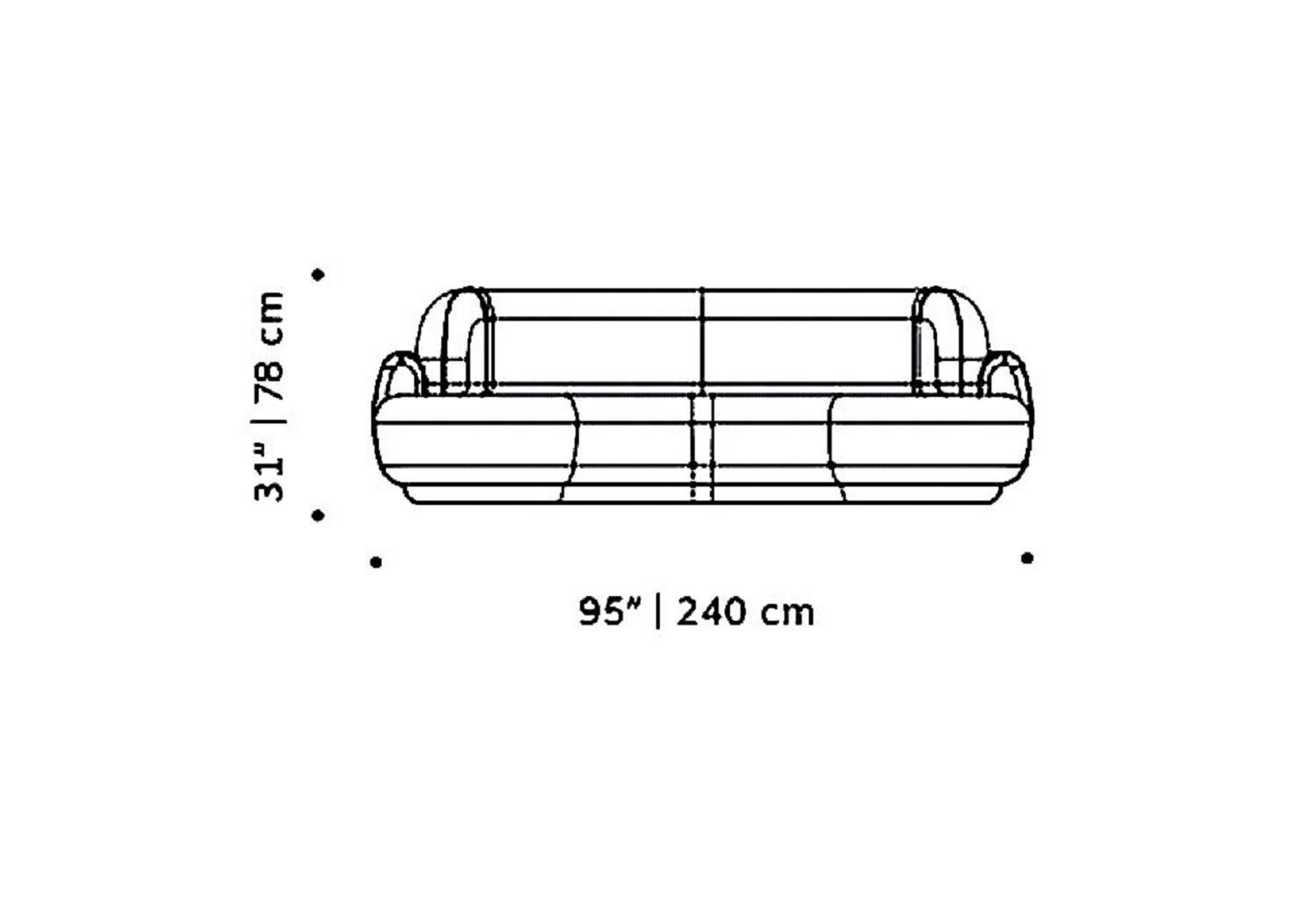 Modern Naked Curved Sofa, Small with Beech Ash-056-1 and Paris Brick For Sale