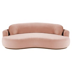 Naked Curved Sofa, Small with Beech Ash-056-1 and Vigo Blossom