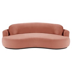 Gebogenes Sofa, klein mit Eschenholz-Asche-056-5 und Pariser Ziegelstein