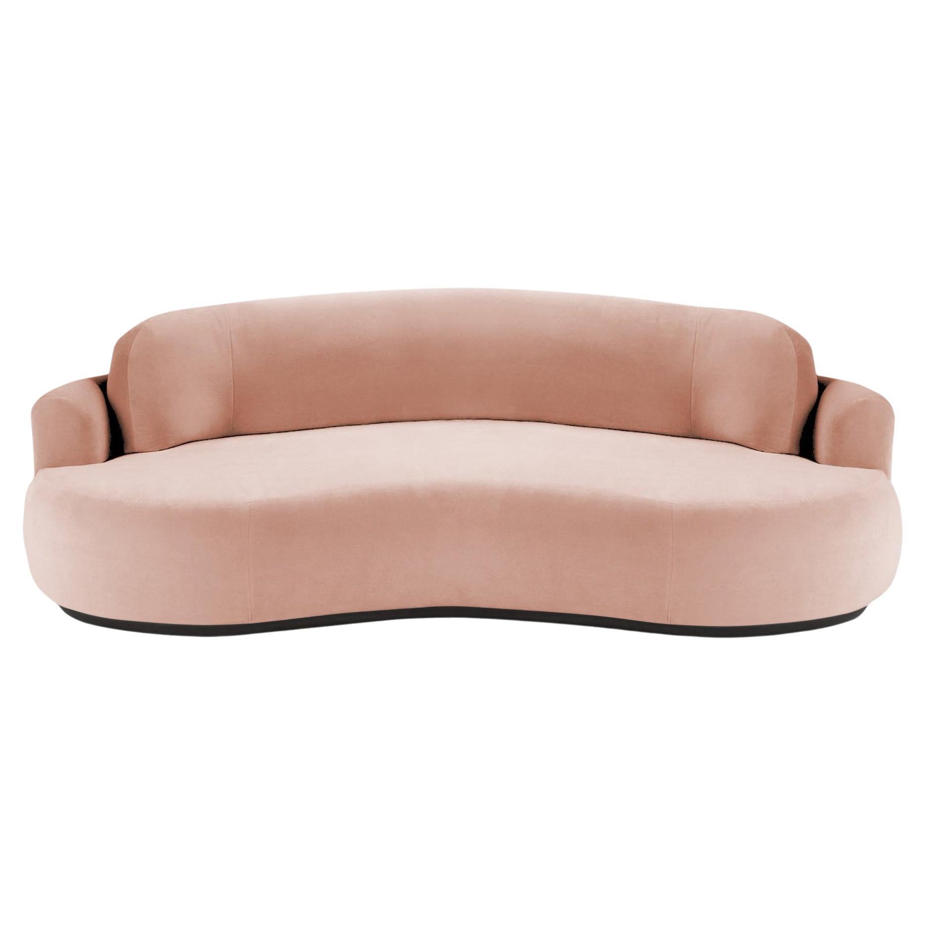 Naked Curved Sofa, Small with Beech Ash-056-5 and Vigo Blossom