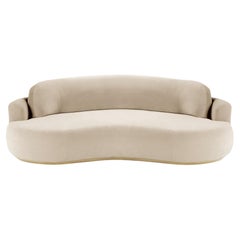 Naked Curved Sofa, Small with Natural Oak and Boucle Snow