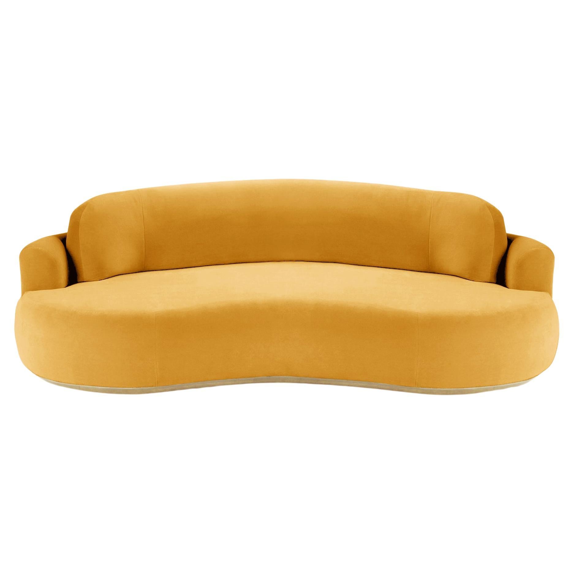 Naked Curved Sofa, Small with Natural Oak and Corn For Sale