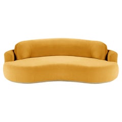 Naked Curved Sofa, Small with Natural Oak and Corn