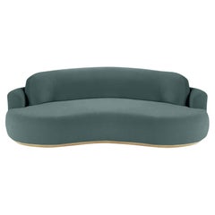 Naked Curved Sofa, Small mit Eiche Natur und Teal
