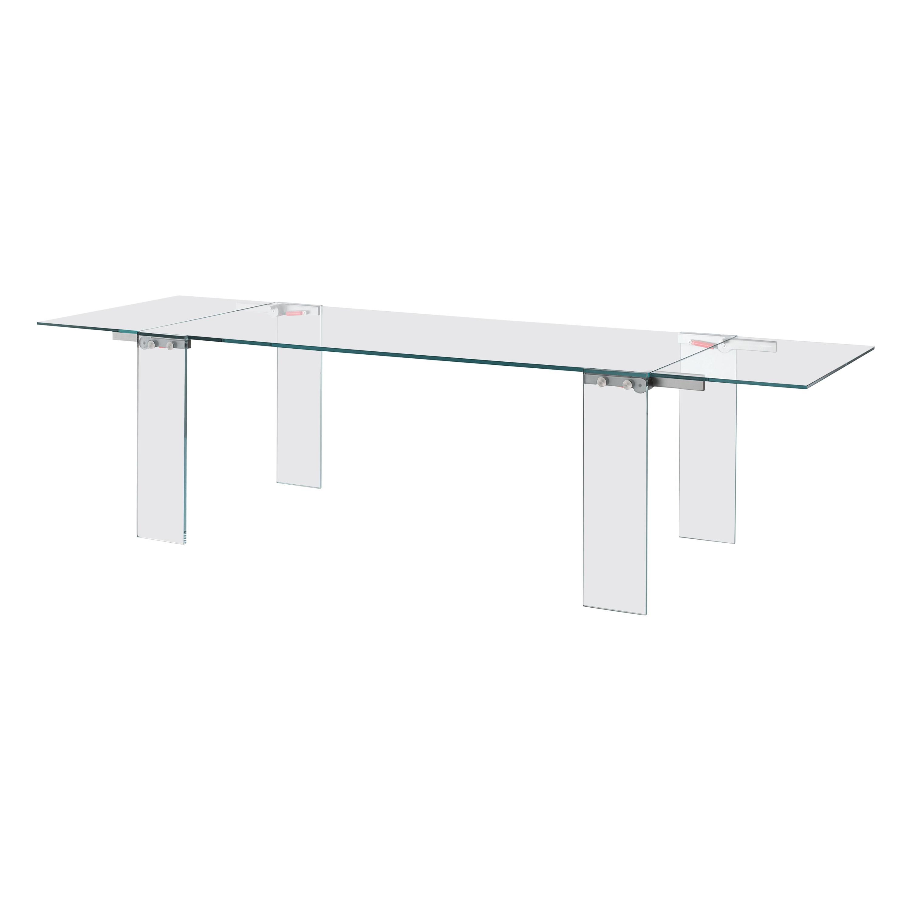 NAKED Extendible Rectangular Transparent Table, by Piero Lissoni, Glas Italia