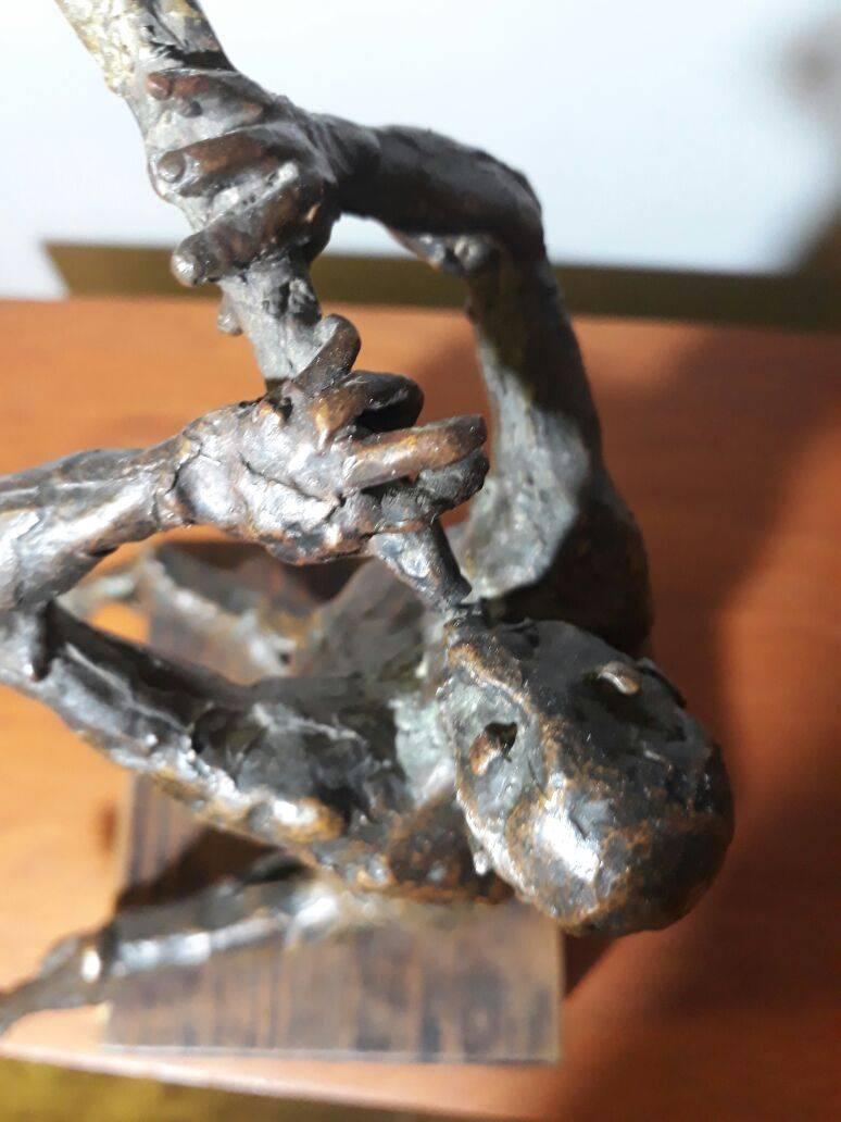 Mid-Century Modern Naked Man with Flute Made in Bronze by Unknown Author