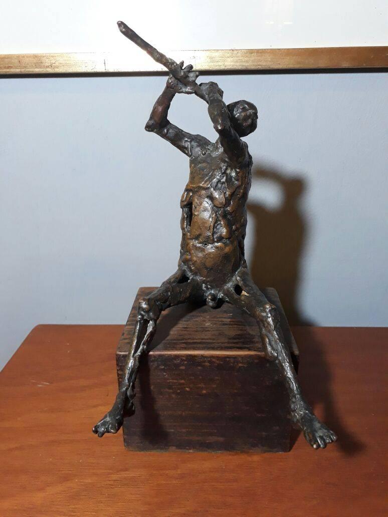 Naked Man with Flute Made in Bronze by Unknown Author In Excellent Condition In Mexico City, MX
