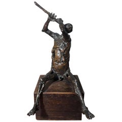 Naked Man with Flute Made in Bronze by Unknown Author