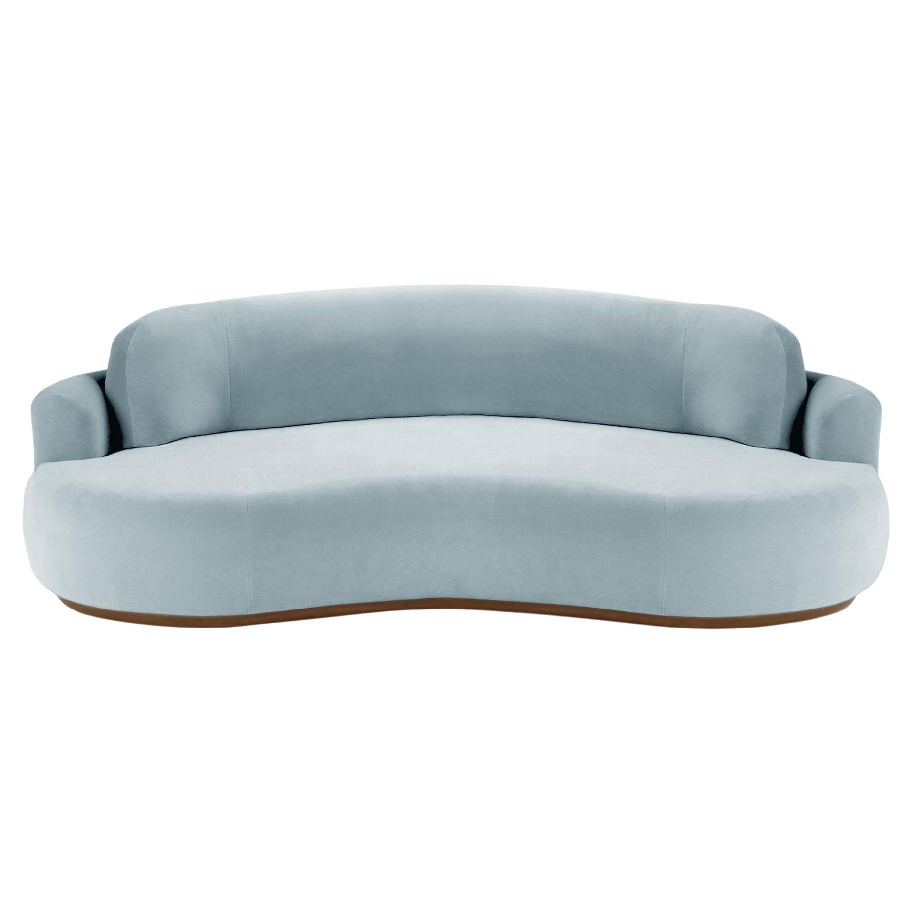 Naked Rundes Sofa, groß mit Eschenholz-Asche-056-1 und Paris Safira