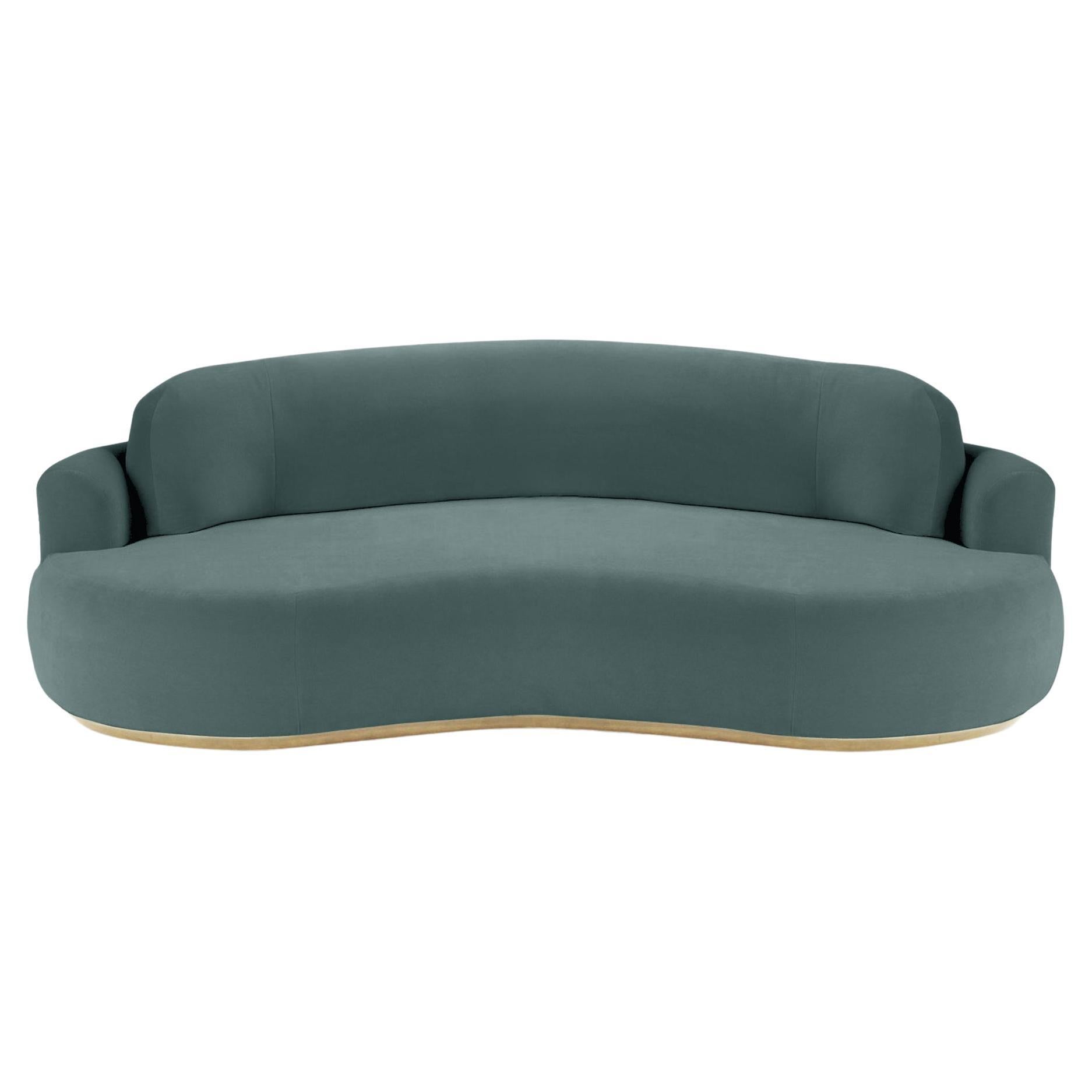 Naked Round Sofa, Large with Natural Oak and Teal For Sale