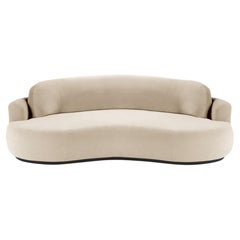 Naked Round Sofa, mittel mit Buche-Asche 5-5 und Boucle-Schneeflocke