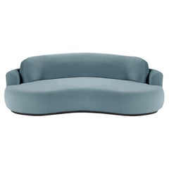 Naked Round Sofa, Medium with Beech Ash-056-5 and Paris Dark Blue